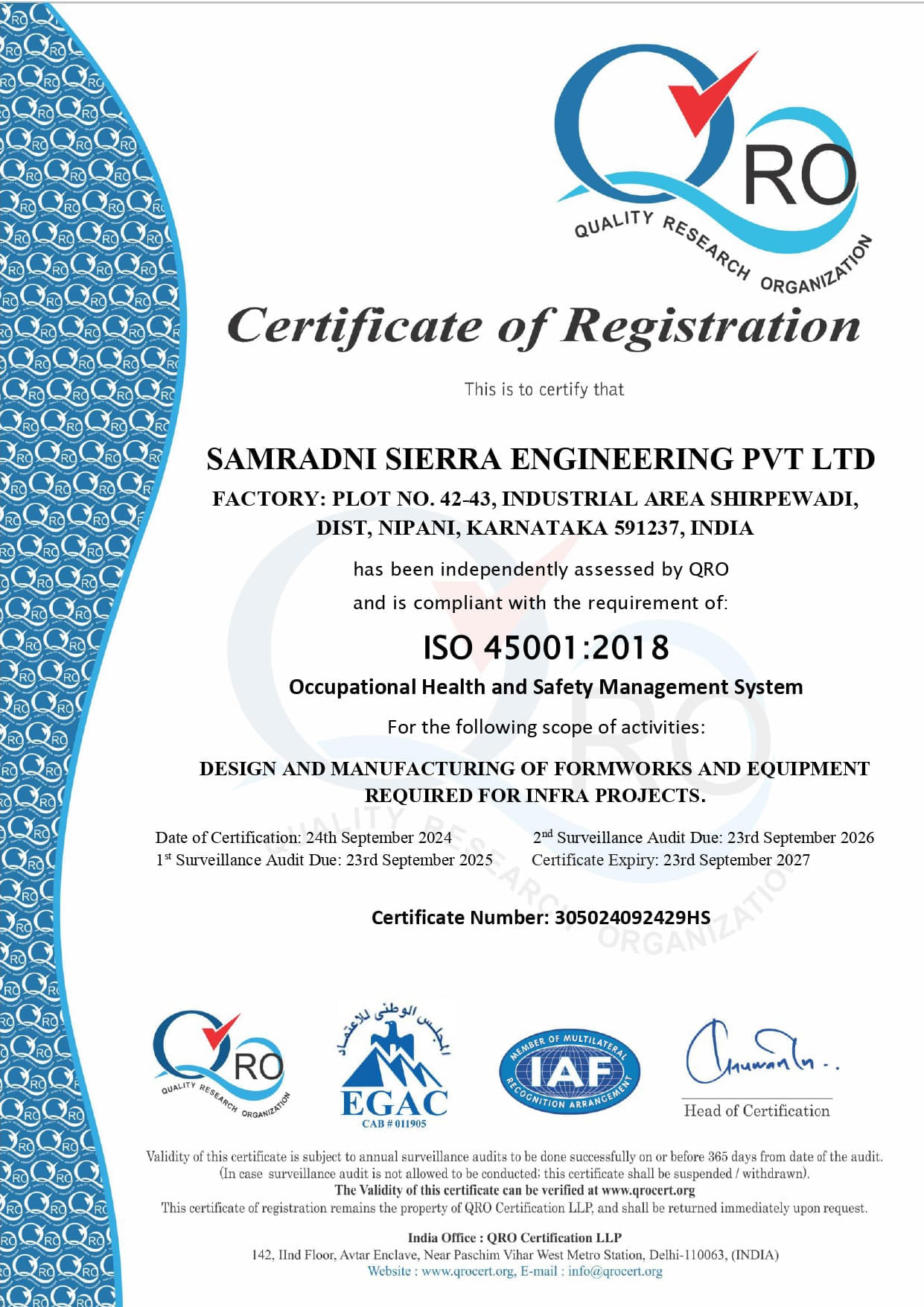 ISO 14001:2015 Certificate