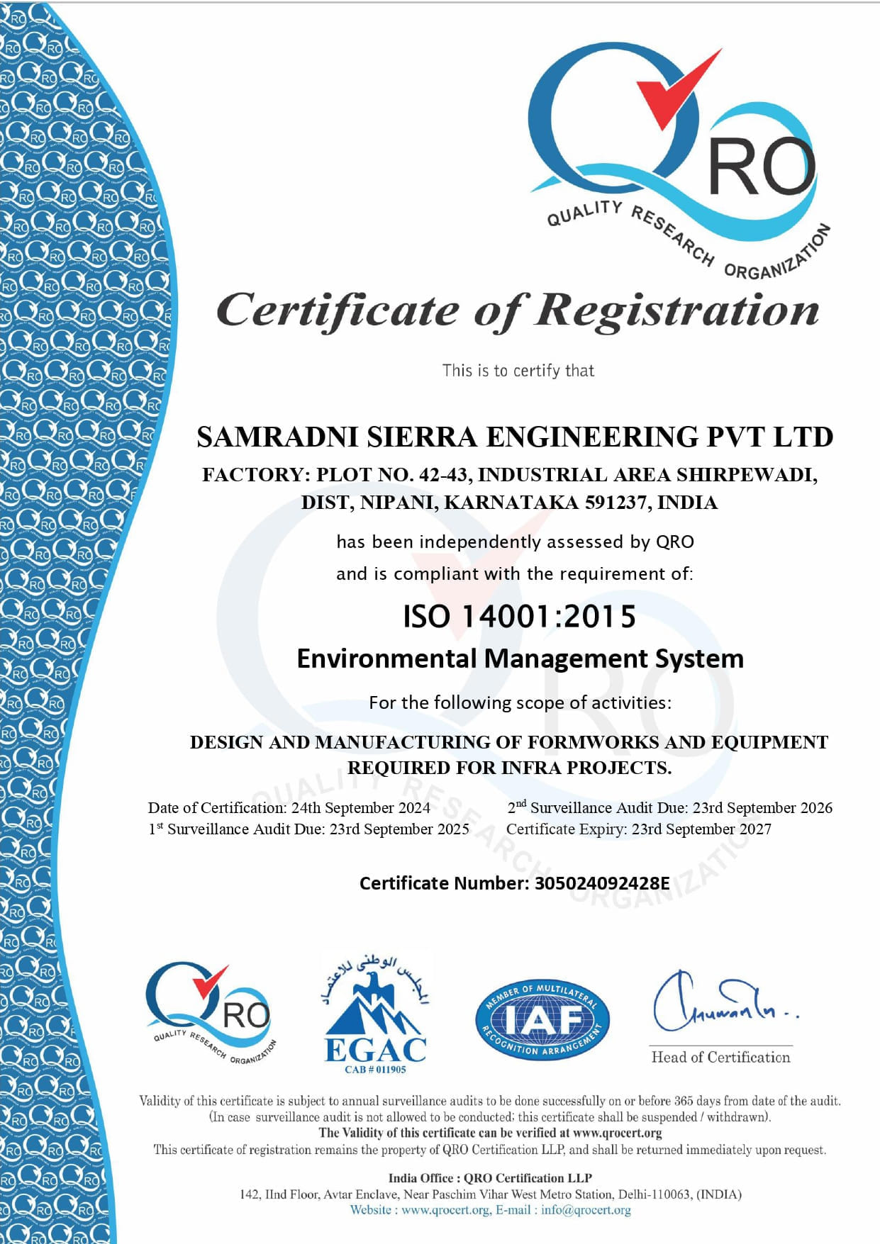 ISO 45001:2018 Certificate